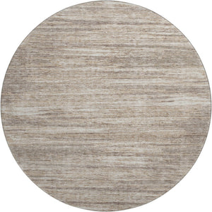HomeRoots 8' Striped Washable Round Rug in Taupe, Ivory & Beige - Durable, Stain Resistant with UV Protection! 671255