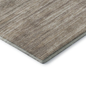 HomeRoots 8' Striped Washable Round Rug in Taupe, Ivory & Beige - Durable, Stain Resistant with UV Protection! 671255