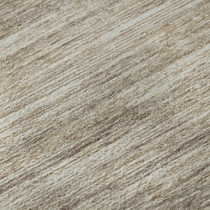 HomeRoots 8' Striped Washable Round Rug in Taupe, Ivory & Beige - Durable, Stain Resistant with UV Protection! 671255