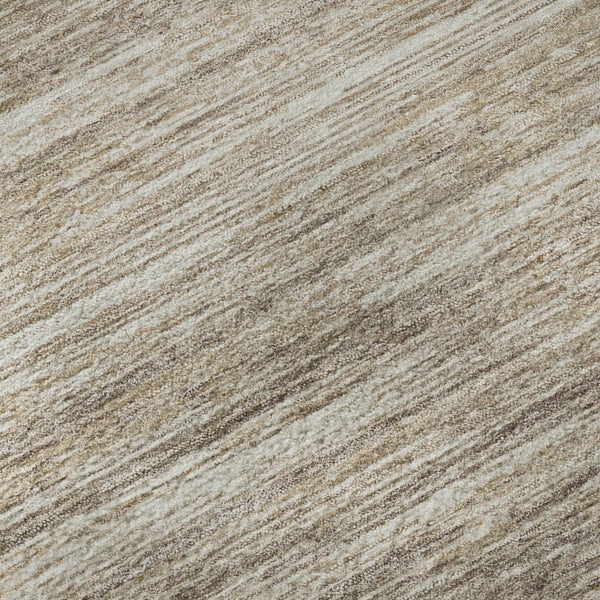 HomeRoots 8' Striped Washable Round Rug in Taupe, Ivory & Beige - Durable, Stain Resistant with UV Protection! 671255