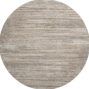 HomeRoots 8' Striped Washable Round Rug in Taupe, Ivory & Beige - Durable, Stain Resistant with UV Protection! 671255