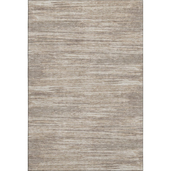 HomeRoots 8' X 10' Striped Taupe Ivory Beige Washable Area Rug - Durable, UV-Protected, Perfect for Any Space 671256
