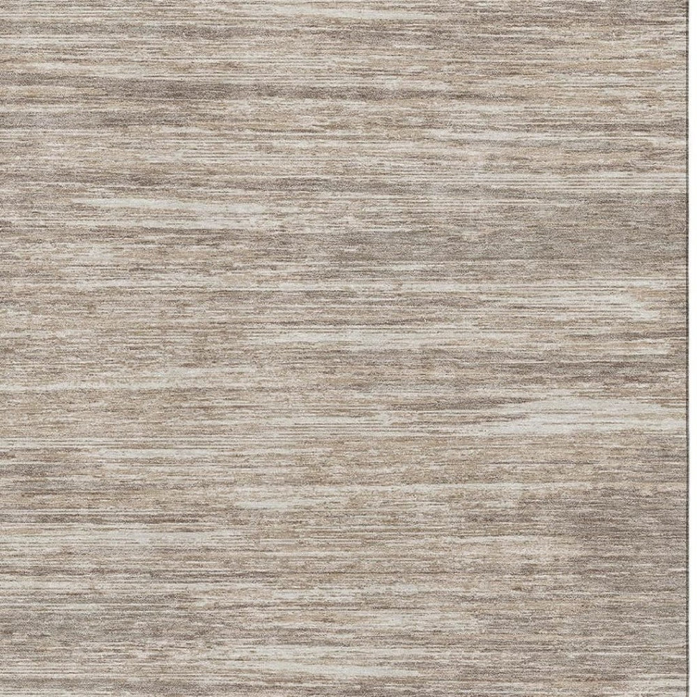 HomeRoots 9' X 12' Striped Taupe Ivory Beige Area Rug - Washable, UV Protected, Pet-Friendly for Stylish Spaces 671257