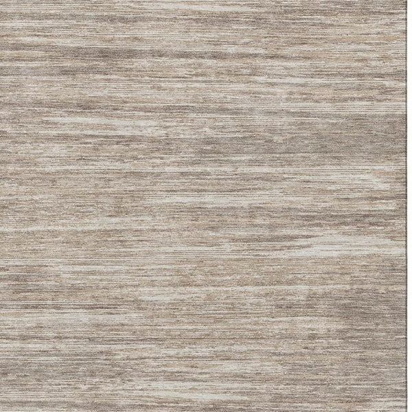 HomeRoots 9' X 12' Striped Taupe Ivory Beige Area Rug - Washable, UV Protected, Pet-Friendly for Stylish Spaces 671257