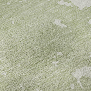 HomeRoots 8' Artichoke Green and Ivory Abstract Round Rug - Washable, UV-Protected, Stain-Resistant Design! 671261