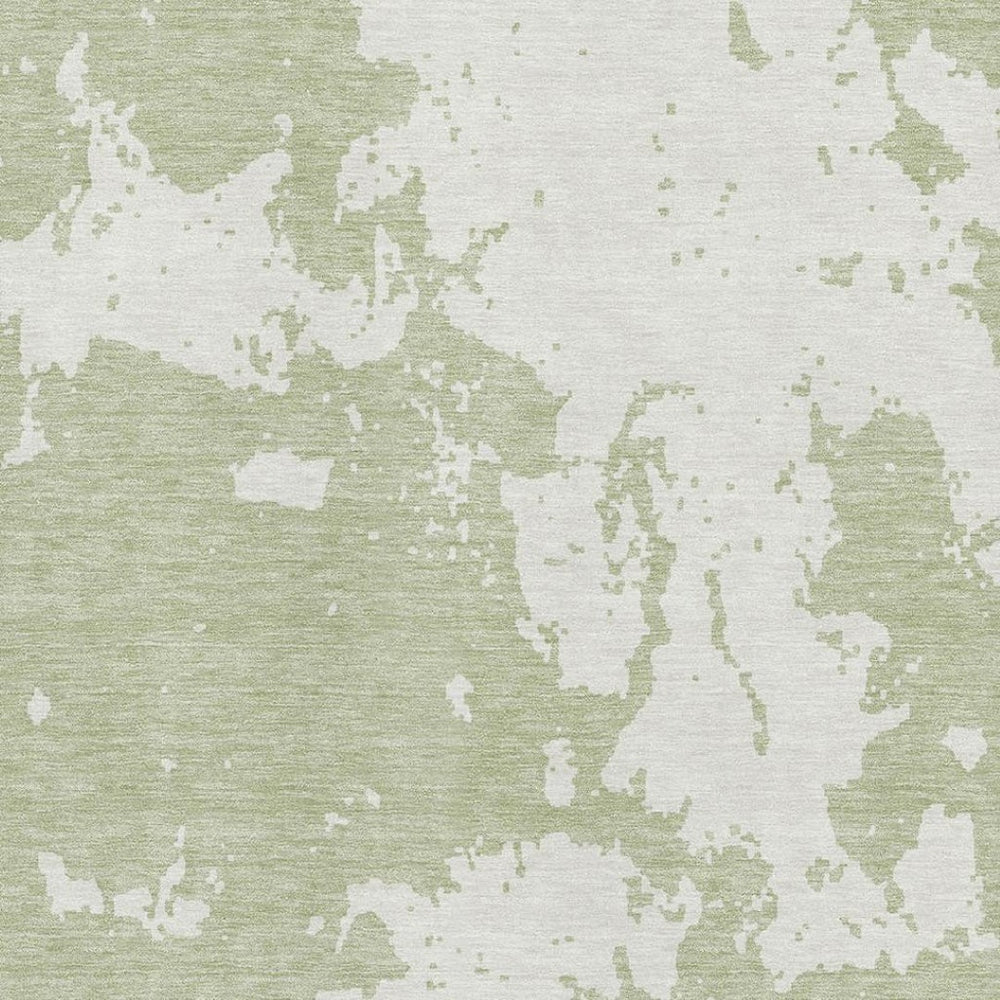 HomeRoots 8' X 10' Artichoke Green & Ivory Abstract Washable Area Rug - UV Protection, Stain Resistant, Durable Design 671262