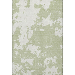 HomeRoots 8' X 10' Artichoke Green & Ivory Abstract Washable Area Rug - UV Protection, Stain Resistant, Durable Design 671262