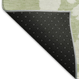HomeRoots 9' X 12' Artichoke Green & Ivory Abstract Area Rug - Washable, Stain-Resistant, UV Protected Design 671263