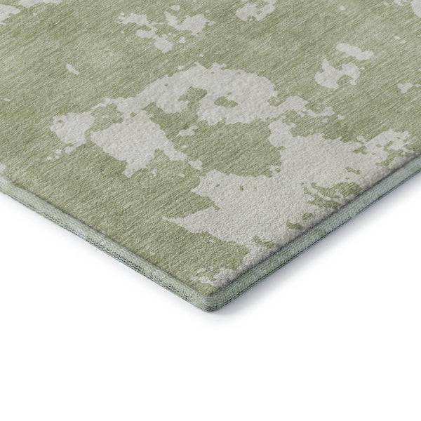 HomeRoots 9' X 12' Artichoke Green & Ivory Abstract Area Rug - Washable, Stain-Resistant, UV Protected Design 671263