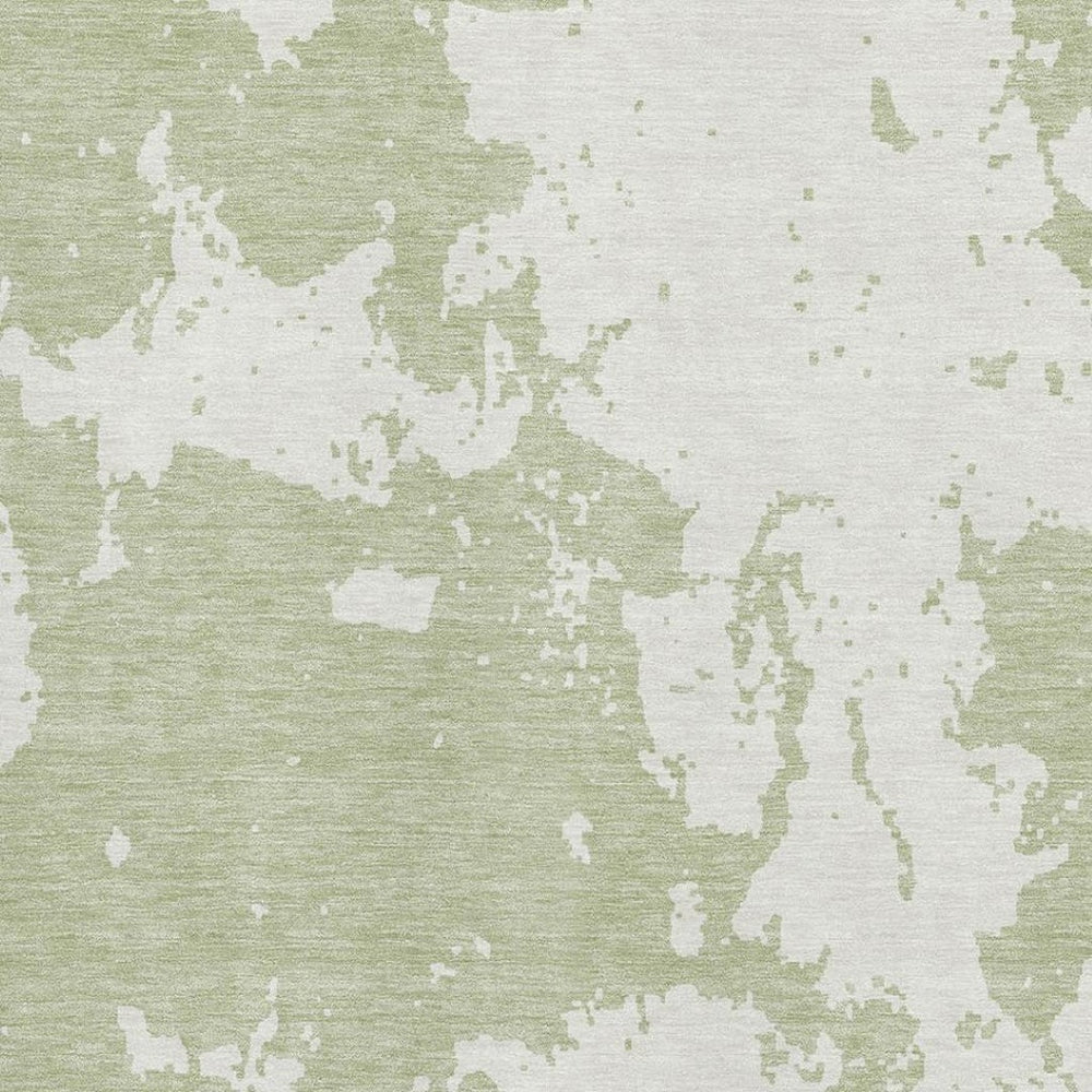 HomeRoots 9' X 12' Artichoke Green & Ivory Abstract Area Rug - Washable, Stain-Resistant, UV Protected Design 671263
