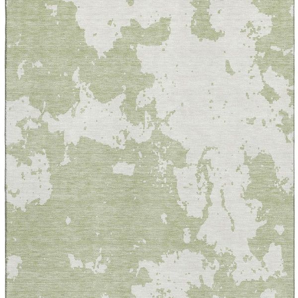HomeRoots 9' X 12' Artichoke Green & Ivory Abstract Area Rug - Washable, Stain-Resistant, UV Protected Design 671263