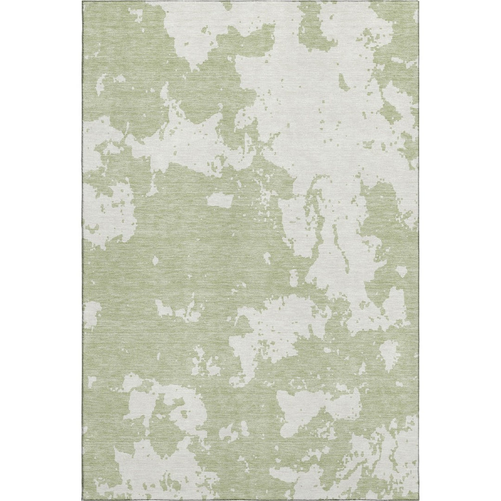 HomeRoots 10' Premium Artichoke Green & Ivory Abstract Washable Area Rug – Durable, UV Protection & Stylish! 671264