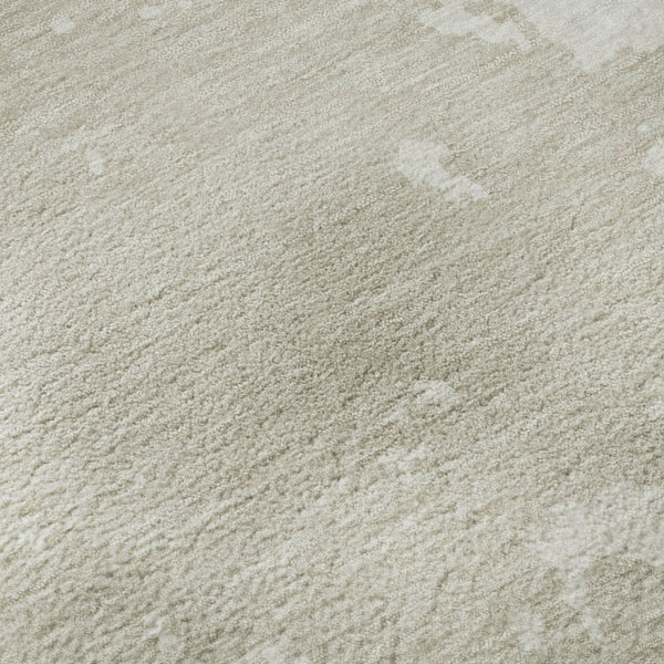 HomeRoots 8' Beige and Ivory Abstract Round Rug - Durable, Stain-Resistant, UV-Protected for Modern Homes 671267