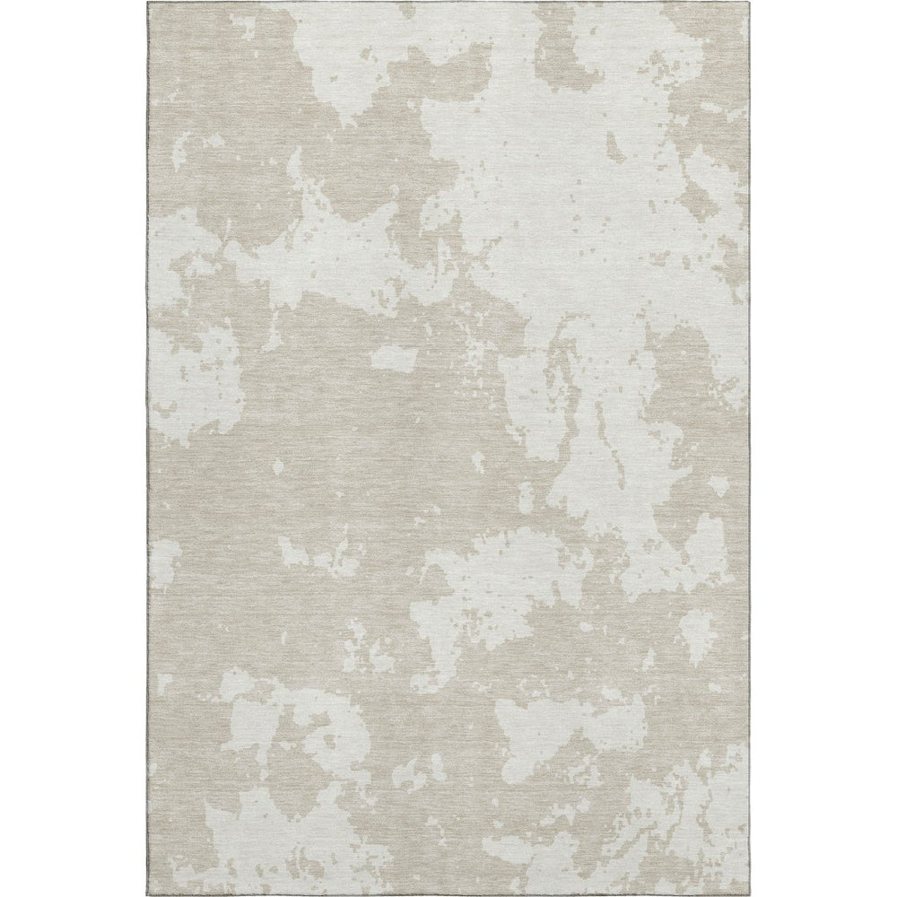 HomeRoots 8' X 10' Beige And Ivory Abstract Area Rug - Stylish, Washable, UV Protected for Busy Homes & Kids 671268