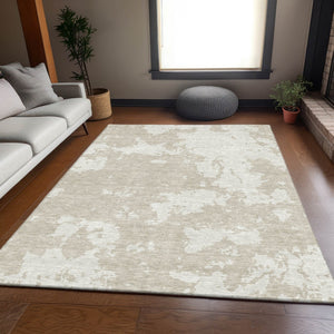 HomeRoots 8' X 10' Beige And Ivory Abstract Area Rug - Stylish, Washable, UV Protected for Busy Homes & Kids 671268