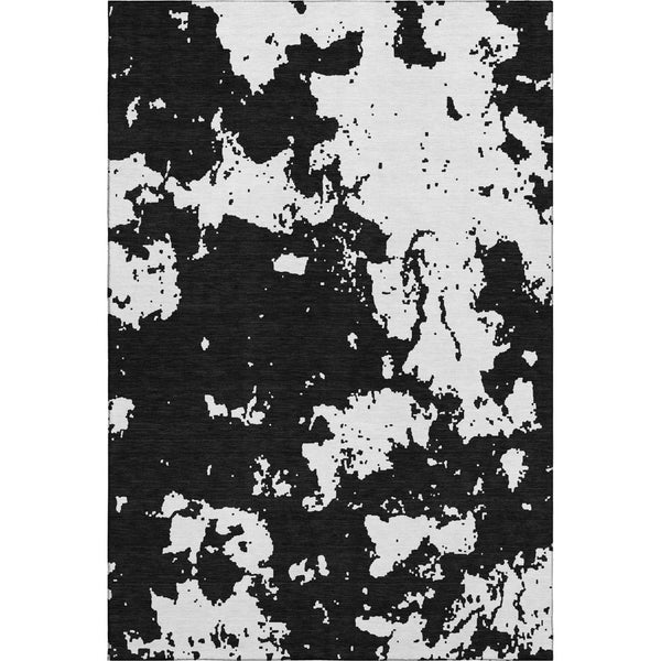 HomeRoots 10' X 14' Black And White Abstract Area Rug - Washable, Durable, UV Protected for Modern Living Spaces 671276