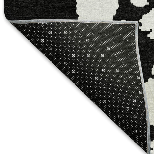 HomeRoots 10' X 14' Black And White Abstract Area Rug - Washable, Durable, UV Protected for Modern Living Spaces 671276