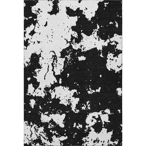 HomeRoots 10' X 14' Black And White Abstract Area Rug - Washable, Durable, UV Protected for Modern Living Spaces 671276