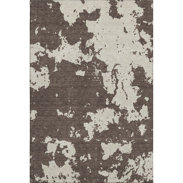 HomeRoots 5' X 8' Washable Abstract Area Rug in Brown & Beige - Durable, UV-Protected, Soft & Stylish Design 671278
