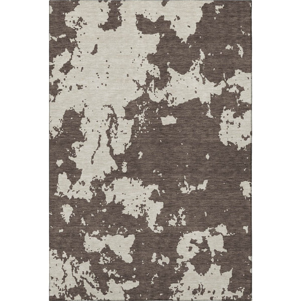 HomeRoots 5' X 8' Washable Abstract Area Rug in Brown & Beige - Durable, UV-Protected, Soft & Stylish Design 671278