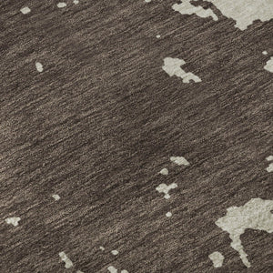 HomeRoots 8' Washable Round Rug in Brown and Beige Abstract Design — Durable, UV Protected, Soft & Stylish! 671279