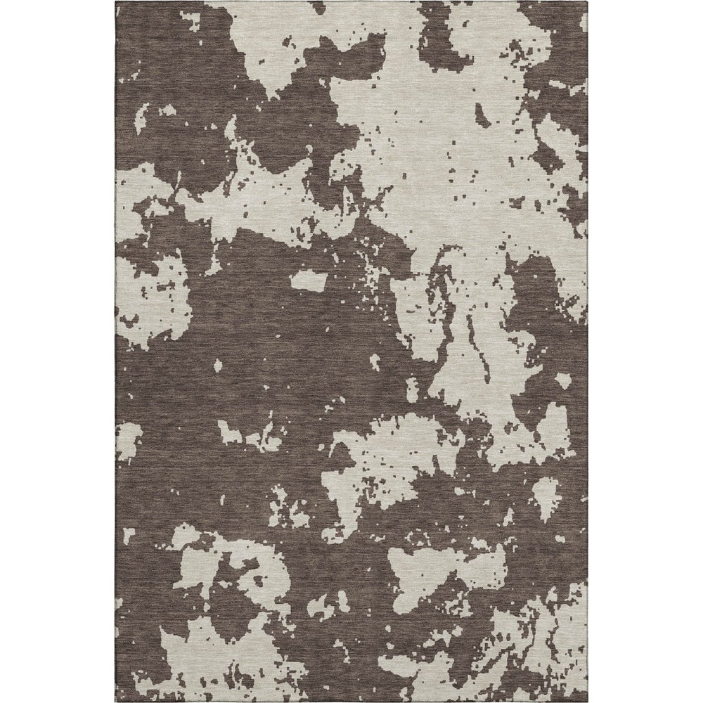 HomeRoots 8' X 10' Washable Brown and Beige Abstract Area Rug with UV Protection for Modern Homes and Kids 671280