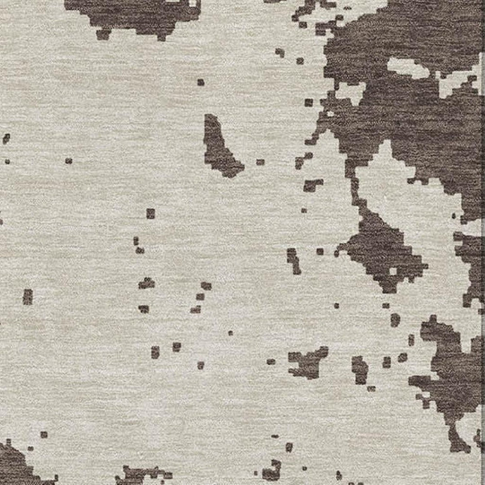 HomeRoots 8' X 10' Washable Brown and Beige Abstract Area Rug with UV Protection for Modern Homes and Kids 671280