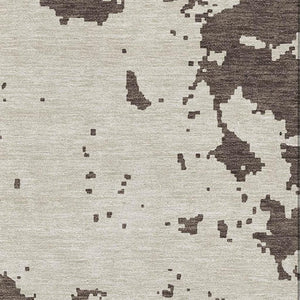 HomeRoots 8' X 10' Washable Brown and Beige Abstract Area Rug with UV Protection for Modern Homes and Kids 671280