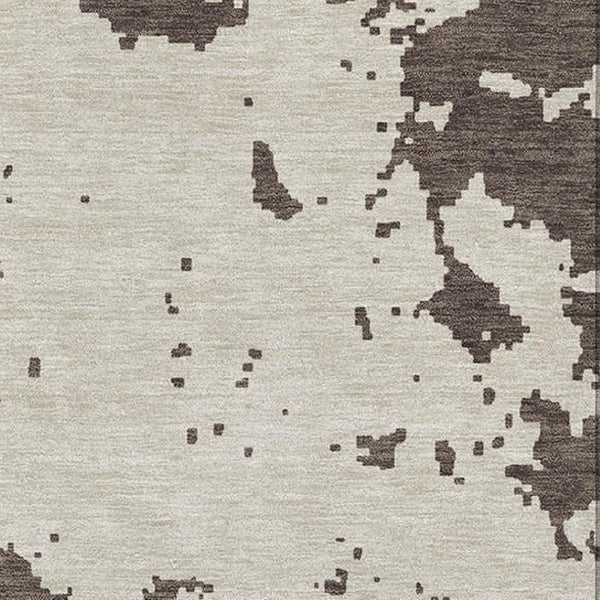 HomeRoots 8' X 10' Washable Brown and Beige Abstract Area Rug with UV Protection for Modern Homes and Kids 671280