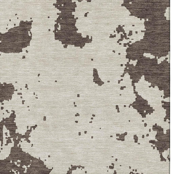 HomeRoots 8' X 10' Washable Brown and Beige Abstract Area Rug with UV Protection for Modern Homes and Kids 671280