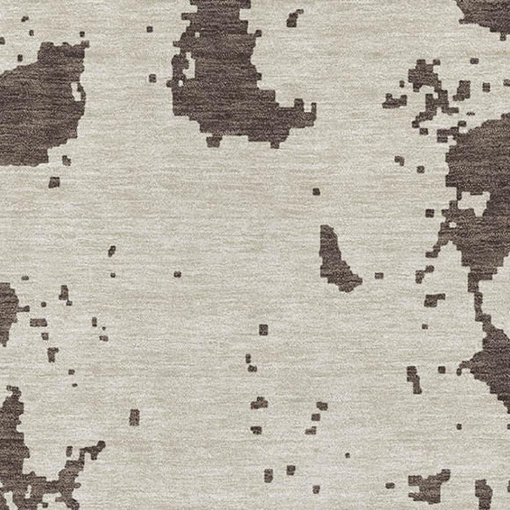 HomeRoots 9' X 12' Abstract Washable Area Rug in Brown & Beige - UV Protected, Durable, Stylish for Any Space 671281