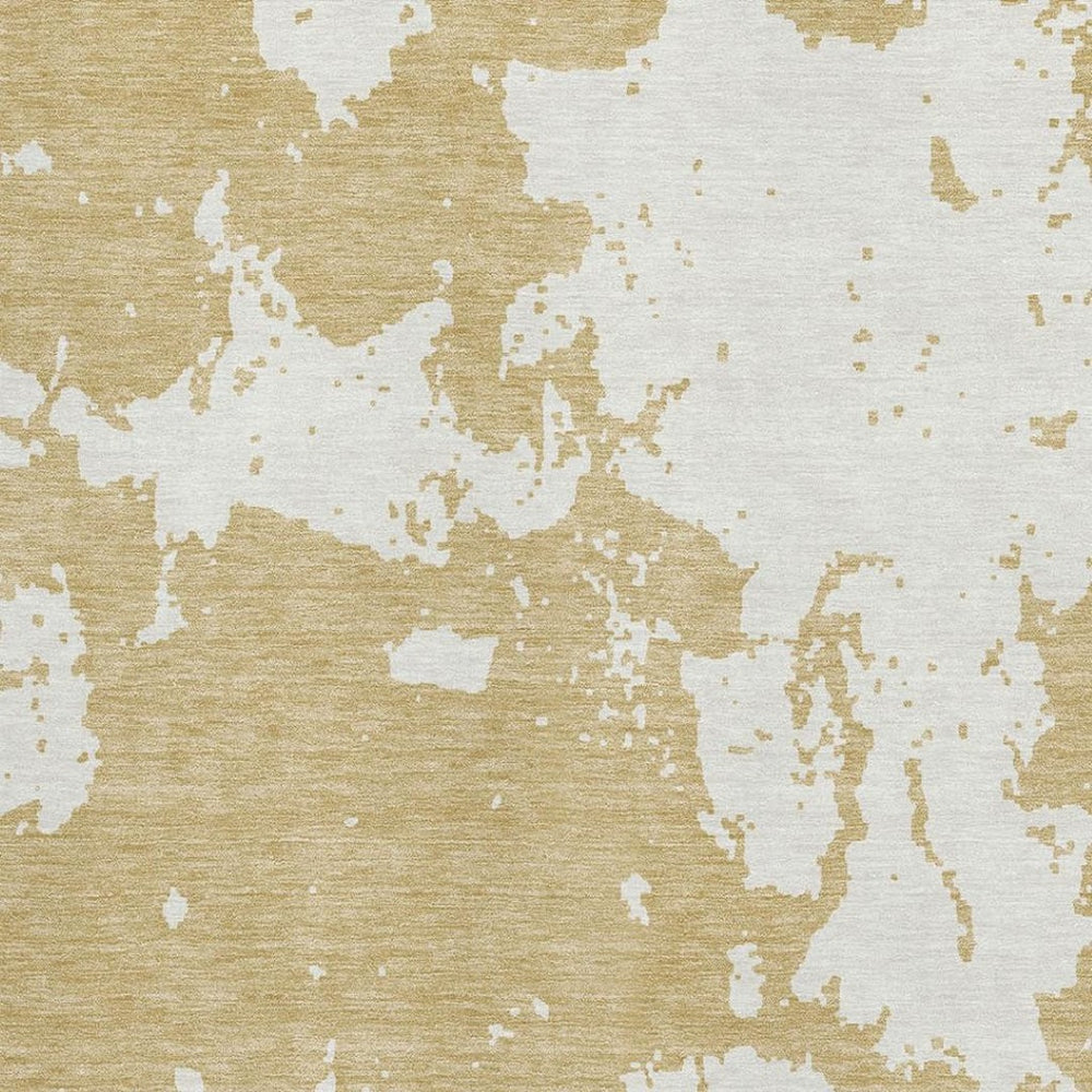 HomeRoots 5' X 8' Gold And Beige Abstract Area Rug – Washable, UV Protected, Durable for High-Traffic Homes 671284