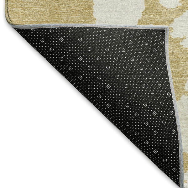 HomeRoots 8' X 10' Gold and Beige Abstract Washable Area Rug - UV Protected, Stain-Resistant for Busy Homes 671286