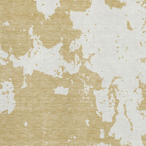 HomeRoots 9' X 12' Gold and Beige Abstract Washable Area Rug – Durable, UV-Protected, and Easy to Clean Design 671287