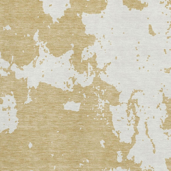 HomeRoots 9' X 12' Gold and Beige Abstract Washable Area Rug – Durable, UV-Protected, and Easy to Clean Design 671287