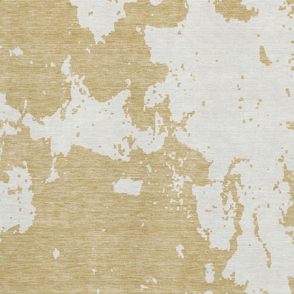 HomeRoots 10' X 14' Gold and Beige Abstract Area Rug - Washable, UV Protected, Stylish & Durable for Homes 671288