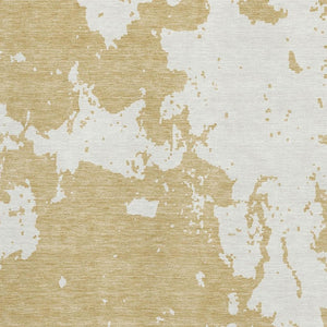 HomeRoots 10' X 14' Gold and Beige Abstract Area Rug - Washable, UV Protected, Stylish & Durable for Homes 671288