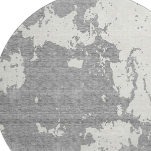 HomeRoots 8' Gray and Beige Abstract Washable Round Rug with UV Protection - Perfect for Busy Homes & Style! 671291