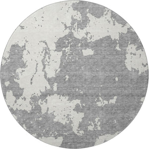 HomeRoots 8' Gray and Beige Abstract Washable Round Rug with UV Protection - Perfect for Busy Homes & Style! 671291