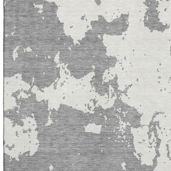 HomeRoots 9' X 12' Gray and Beige Abstract Area Rug - Washable, UV-Protected, Durable for Modern Homes 671293