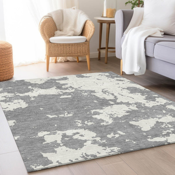 HomeRoots 10' Gray & Beige Abstract Washable Area Rug with UV Protection – Stylish, Durable, & Easy Care! 671294