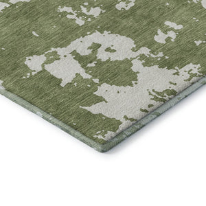 HomeRoots 5' X 8' Abstract Green and Beige Washable Area Rug with UV Protection - Stylish and Durable Solution! 671296
