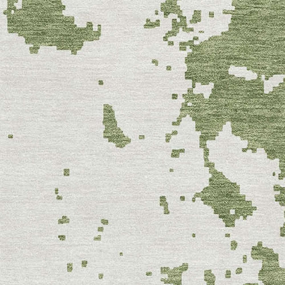 HomeRoots 8' X 10' Green And Beige Abstract Washable Area Rug with UV Protection for Kid & Pet-Friendly Spaces 671298