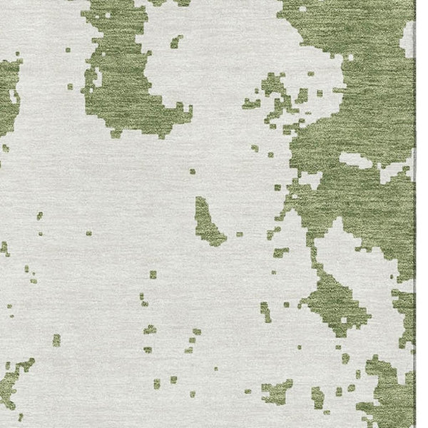 HomeRoots 8' X 10' Green And Beige Abstract Washable Area Rug with UV Protection for Kid & Pet-Friendly Spaces 671298