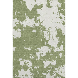 HomeRoots 9' X 12' Stylish Green & Beige Abstract Area Rug - Washable, UV Protected, Perfect for Busy Homes! 671299