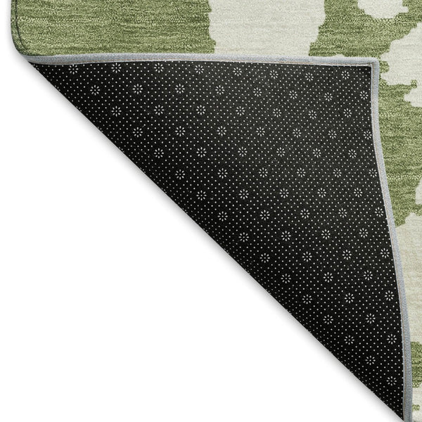 HomeRoots 9' X 12' Stylish Green & Beige Abstract Area Rug - Washable, UV Protected, Perfect for Busy Homes! 671299