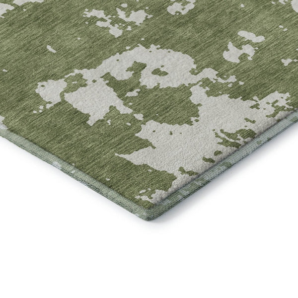HomeRoots 9' X 12' Stylish Green & Beige Abstract Area Rug - Washable, UV Protected, Perfect for Busy Homes! 671299