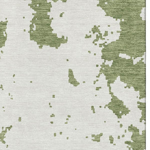 HomeRoots 9' X 12' Stylish Green & Beige Abstract Area Rug - Washable, UV Protected, Perfect for Busy Homes! 671299