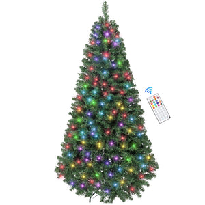 English Elm 6ft Prelit Fir Christmas Tree with 300 Led Lights and Customizable Color Display T3971P420162