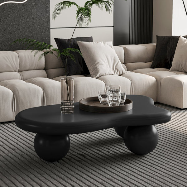 English Elm 40 Inch Cloud Shaped Coffee Table With Stylish Ball Legs – Modern, Family-Friendly, Easy Assembly! W1435S00011